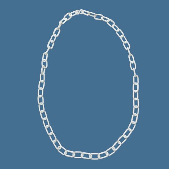 Vtg 80s White Plastic Chain Necklace For Clip Bell Charms Replacement Toy 24" - Picture 1 of 7